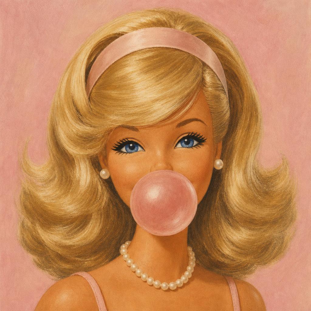 Bubblegum Blue Eyed Barbie Bedazzle Canvas (Blonde)