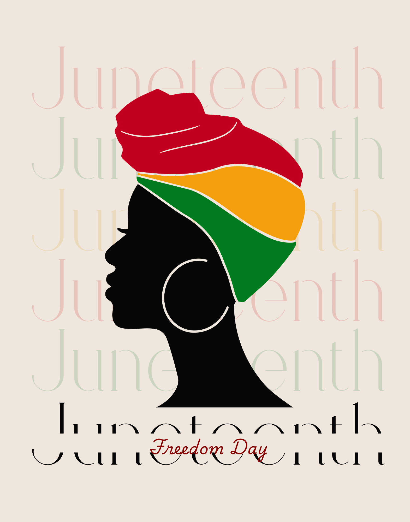Juneteenth Bedazzle Canvas (Headwrap Silhouette)