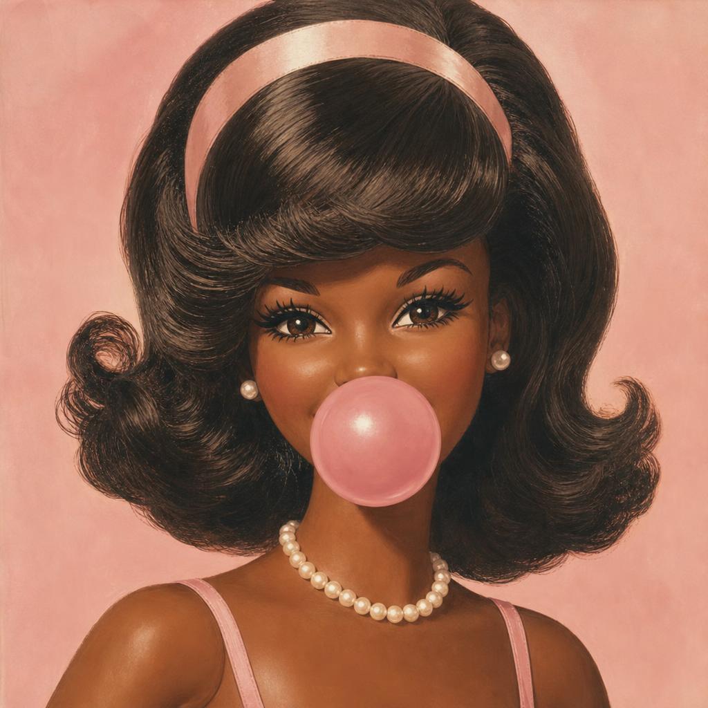 Bubblegum Brown Eyed Barbie Bedazzle Canvas